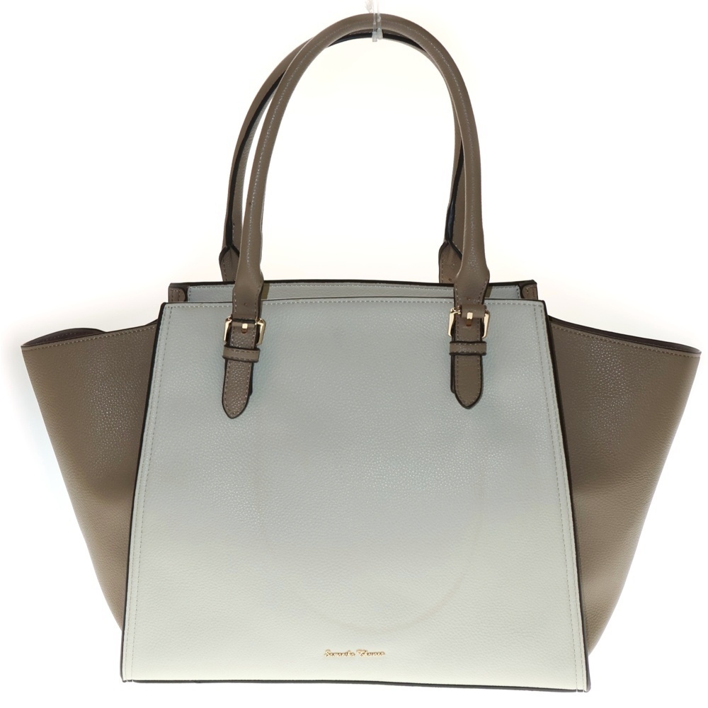 Samantha Thavasa サマンサタバサ エンターライン 2WAY レザートート ハンドバッグ ショルダーバッグ ホワイト/ベージュ レディース拍卖