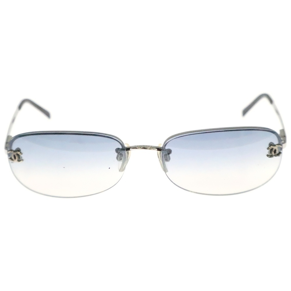 CHANEL シャネル ココマーク サングラス リムレス シルバーフレーム ブルーレンズ グラデーション 4099拍卖