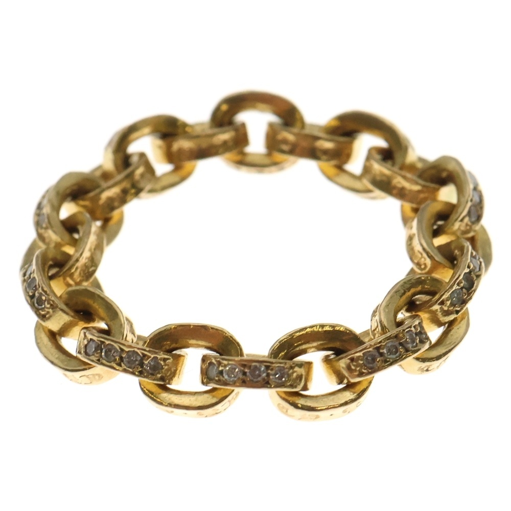 CHROME HEARTS (クロムハーツ) 22K PAPER CHAIN RING PAVE DAIA ペーパーチェーン ゴールドリング アフターダイヤ拍卖