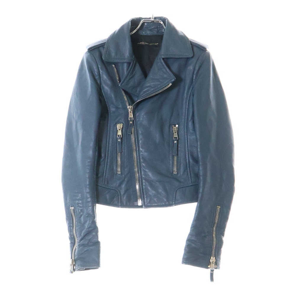 BALENCIAGA バレンシアガ Leather Biker backet レザー バイカー ジャケット ブルー 256302 TAH19拍卖