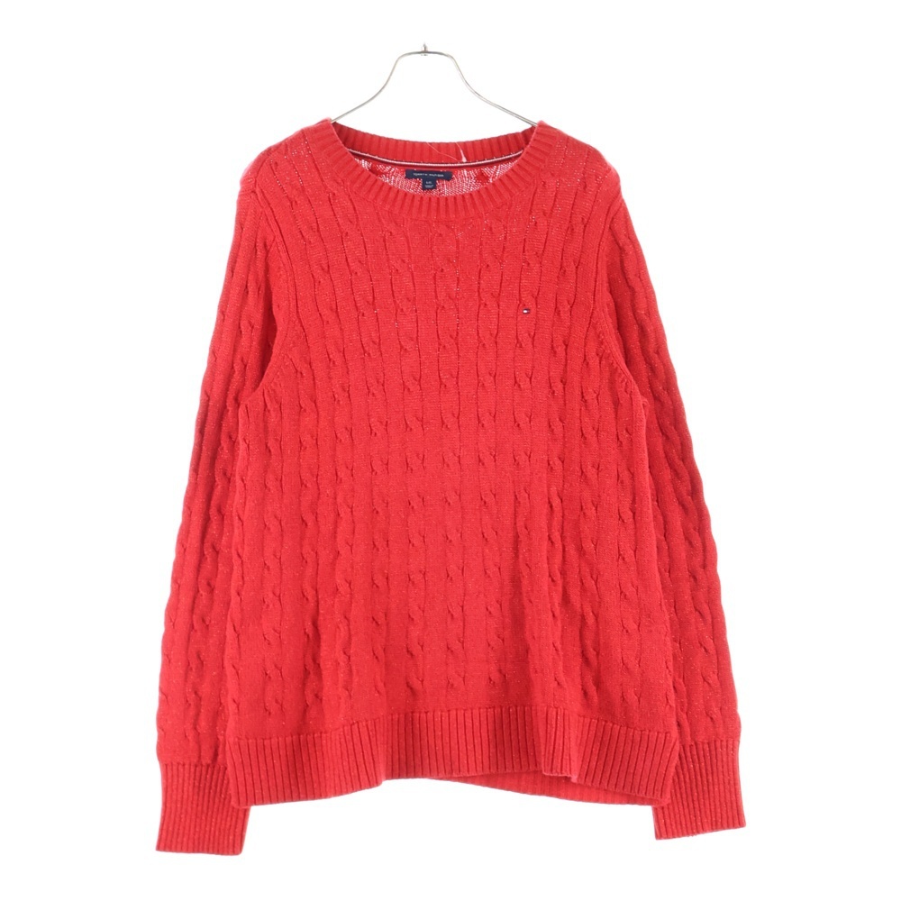 TOMMY HILFIGER トミーヒルフィガー ロゴ刺繍 クルーネック ニットセーター レッド 76J2106拍卖