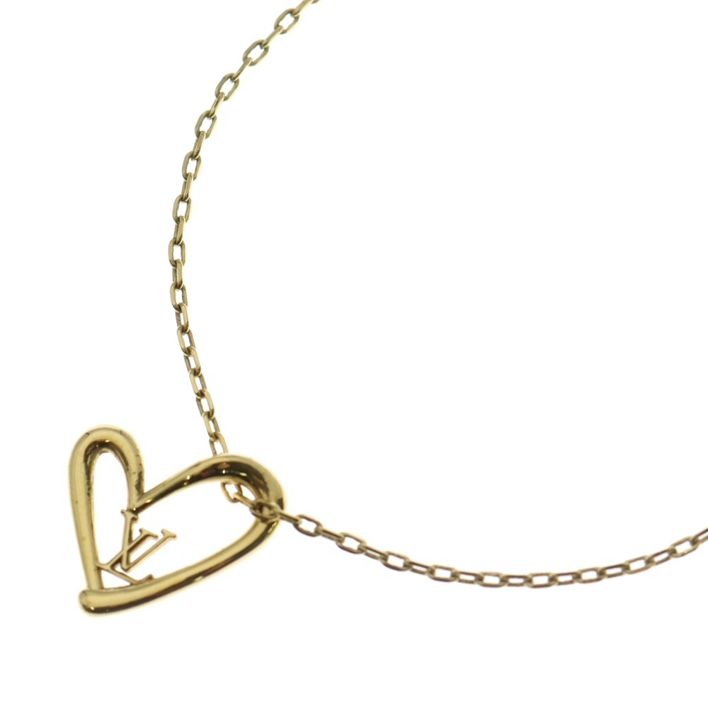 LOUIS VUITTON ルイヴィトン コリエ ハート フォーリンラブ LVロゴ チェーン ネックレス ゴールド レディース M00465拍卖