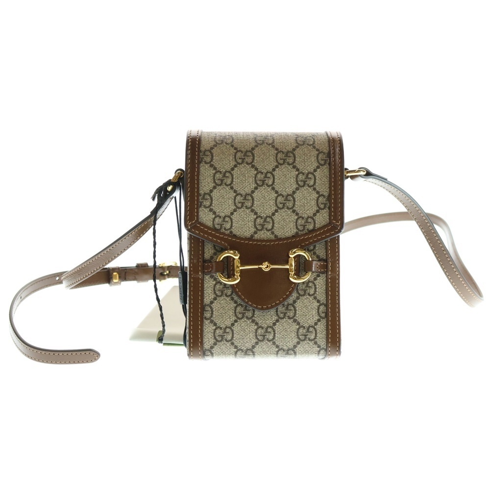 GUCCI グッチ GGスプリーム ホースビット ミニ ショルダーバッグ ポシェット ブラウン PVC×レザー拍卖