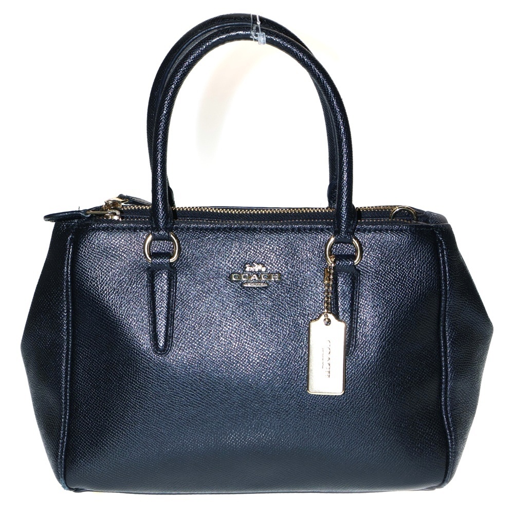 COACH コーチ ネームタグ付 2WAY ロゴレザーショルダーバッグ ハンドバッグ ブラック F44962拍卖