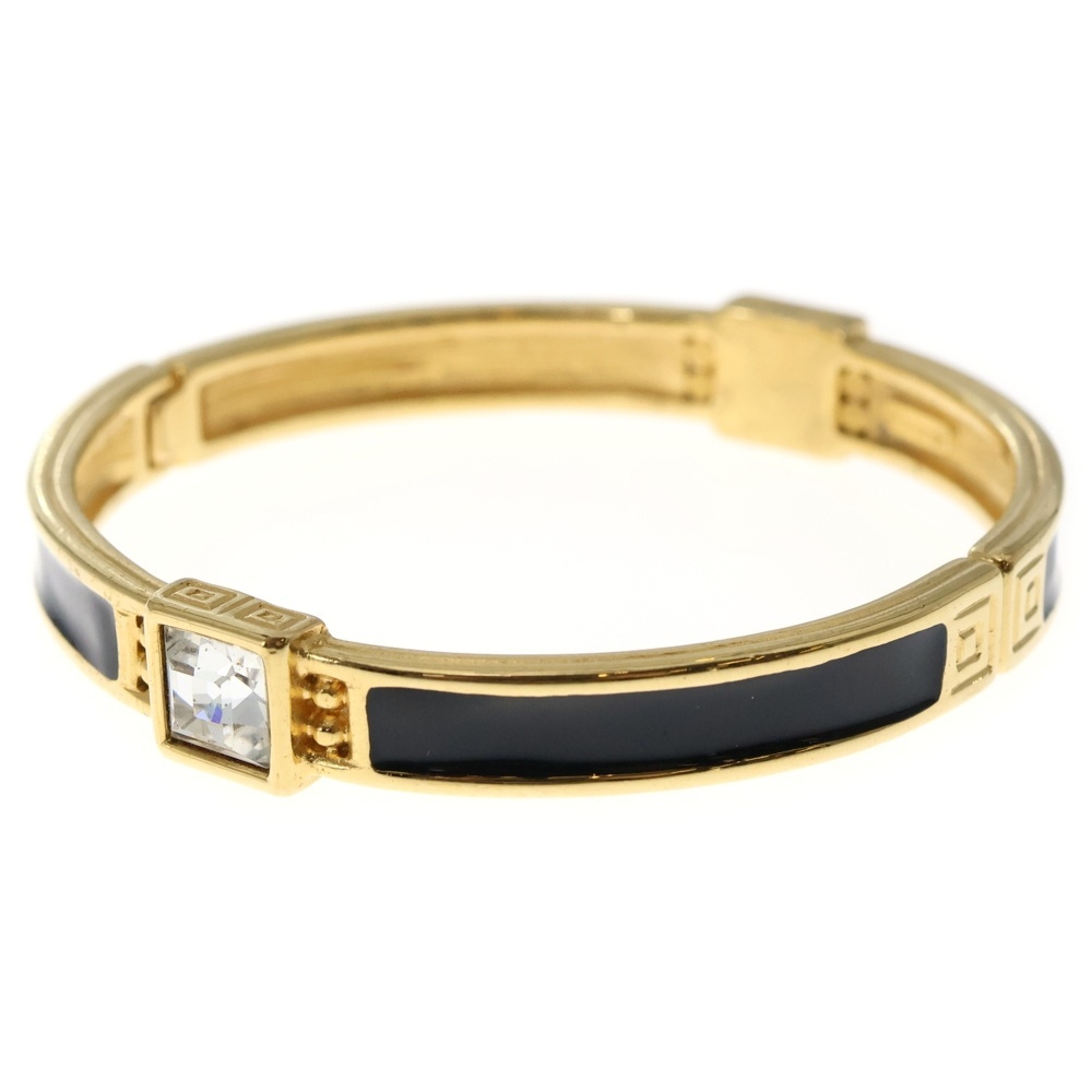 NO BRAND ノーブランド Monet モネ クリスタル ストーン エナメル バングル ブレスレット ゴールド/ブラック拍卖