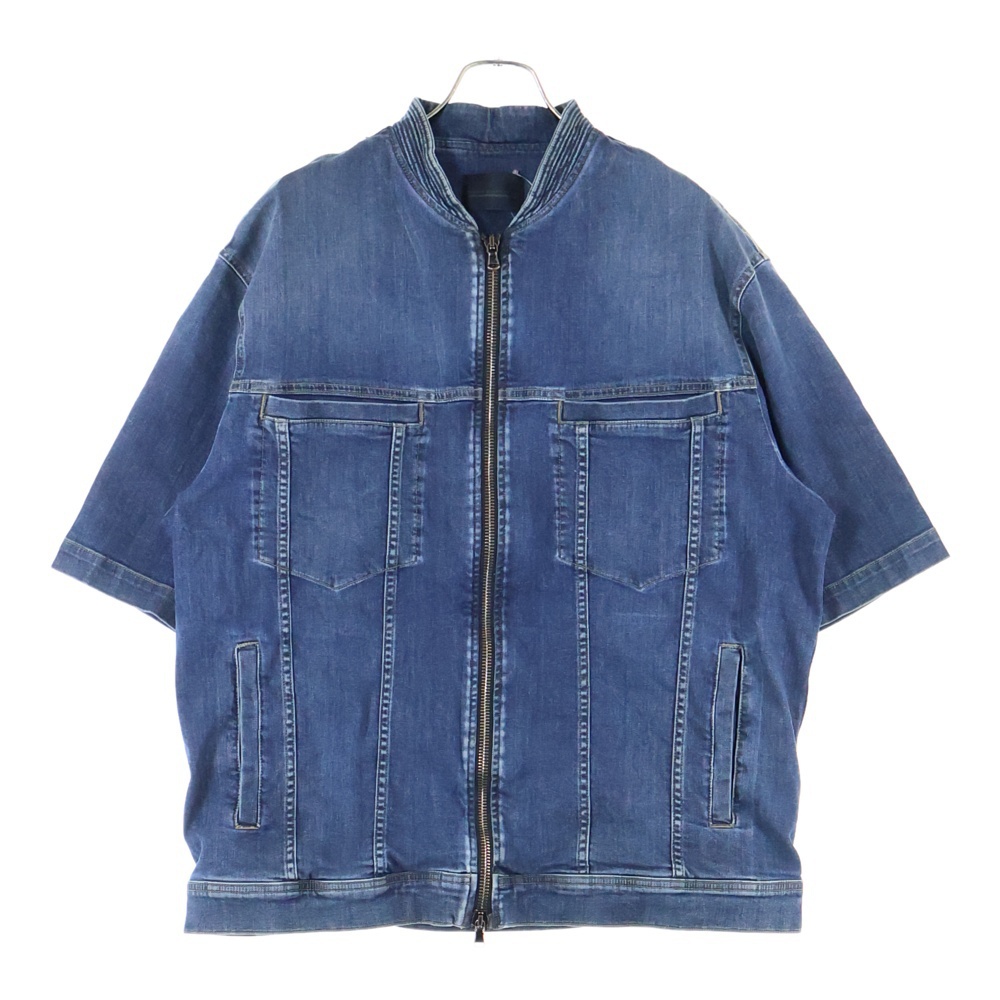 DIESEL BLACK GOLD ディーゼルブラックゴールド JENNOX ストレッチデニム ジップアップ 半袖シャツ インディゴ 00494拍卖