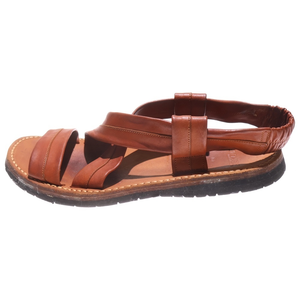 イサムカタヤマバックラッシュ ×トーキョーサンダル ジャパンショルダー製品染 レザーベルトサンダル ブラウン TO-638-03拍卖