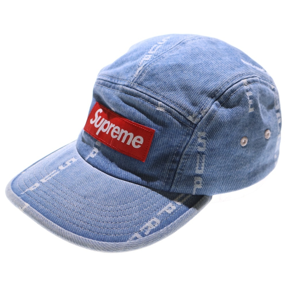 SUPREME シュプリーム 20AW Logo Stripe Jacquard Denim Camp Cap ロゴストライプ ジャガード デニムキャンプキャップ 帽子 インディゴ拍卖