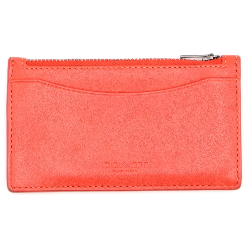 COACH コーチ カードケース 名刺入れ コインケース レザー レッド拍卖