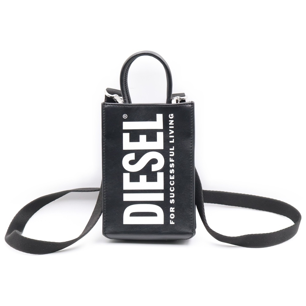 DIESEL ディーゼル DSL SHOPPER MIN ロゴプリント 2WAY レザー ショルダーバッグ ハンドバッグ ブラック X09022拍卖