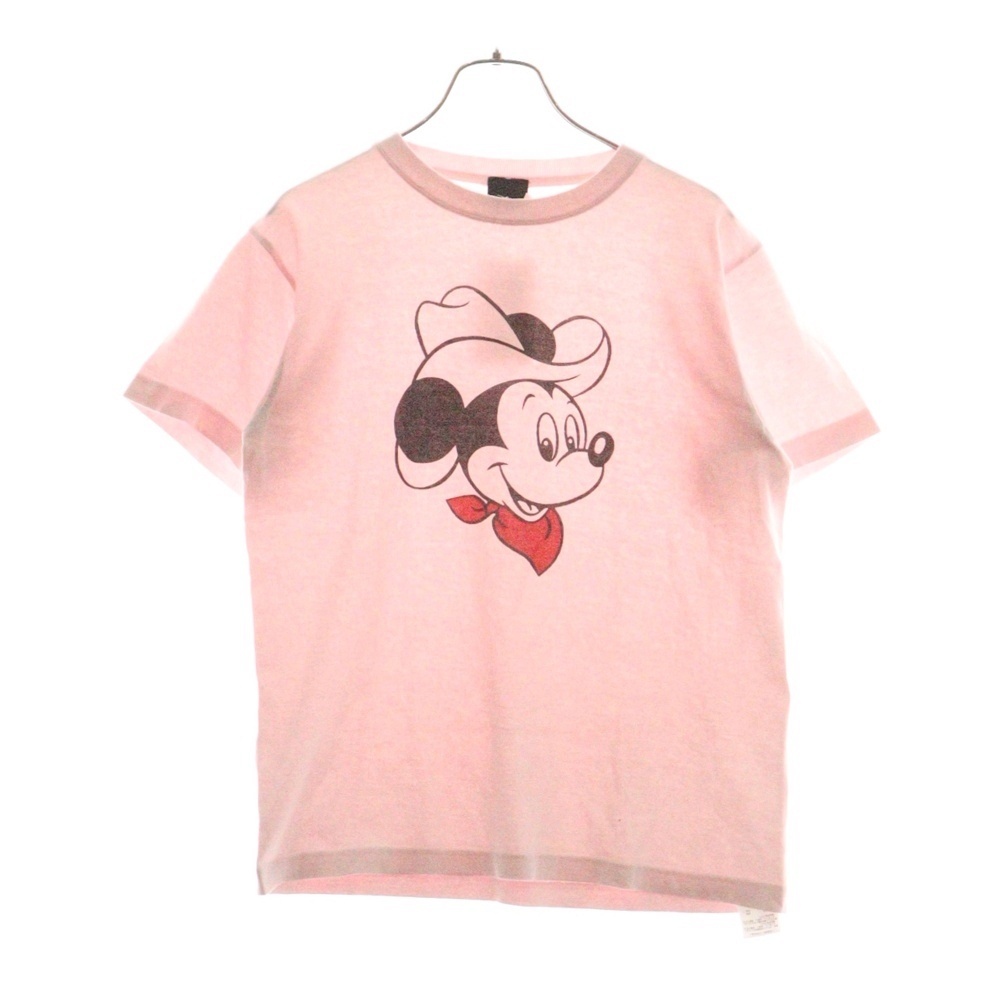 NO BRAND ノーブランド DISNEY ディズニー ミッキー フロントプリント 半袖Tシャツ カットソー ピンク拍卖