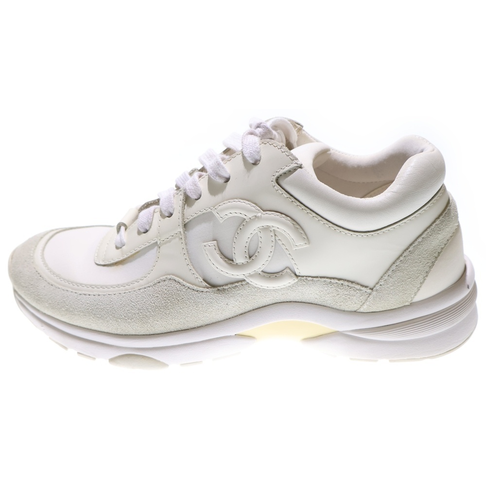 CHANEL シャネル ココマーク レザー レースアップ ローカットシューズ スニーカー ホワイト レディース G33745拍卖