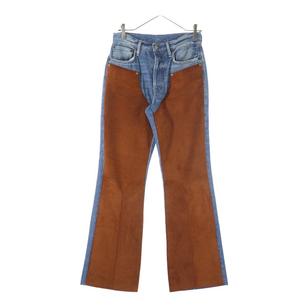 Acne Studios アクネ ストゥディオズ 22AW スエード切り替え フレア ブーツカットデニムパンツ ブルー FN-WN-TROU000845拍卖