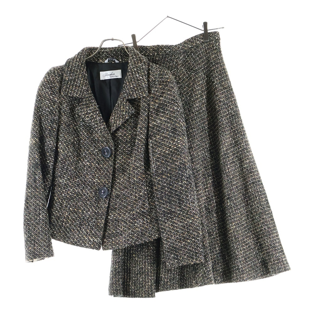 MaxMara マックスマーラ セットアップツイード 黒×茶×白 ジャケット40 スカート36拍卖