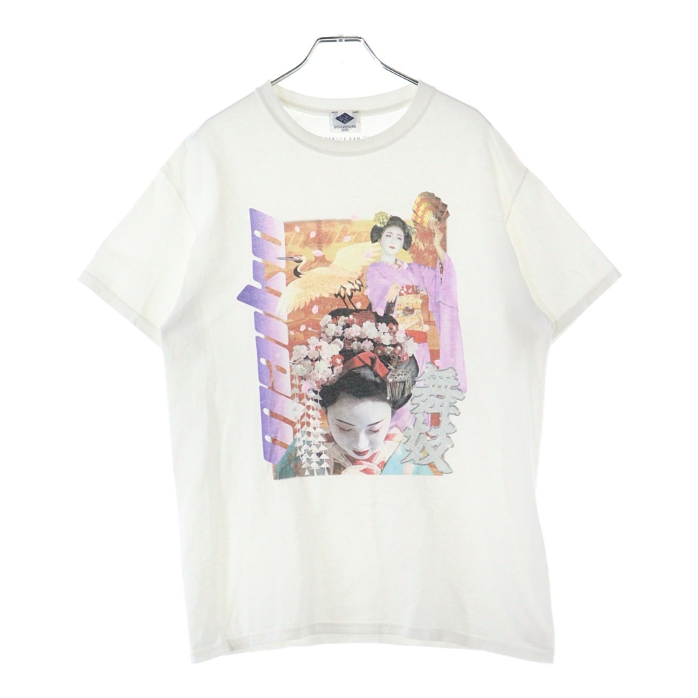 NO BRAND ノーブランド 舞子ラップ フロントプリント 半袖Tシャツ カットソー ホワイト拍卖