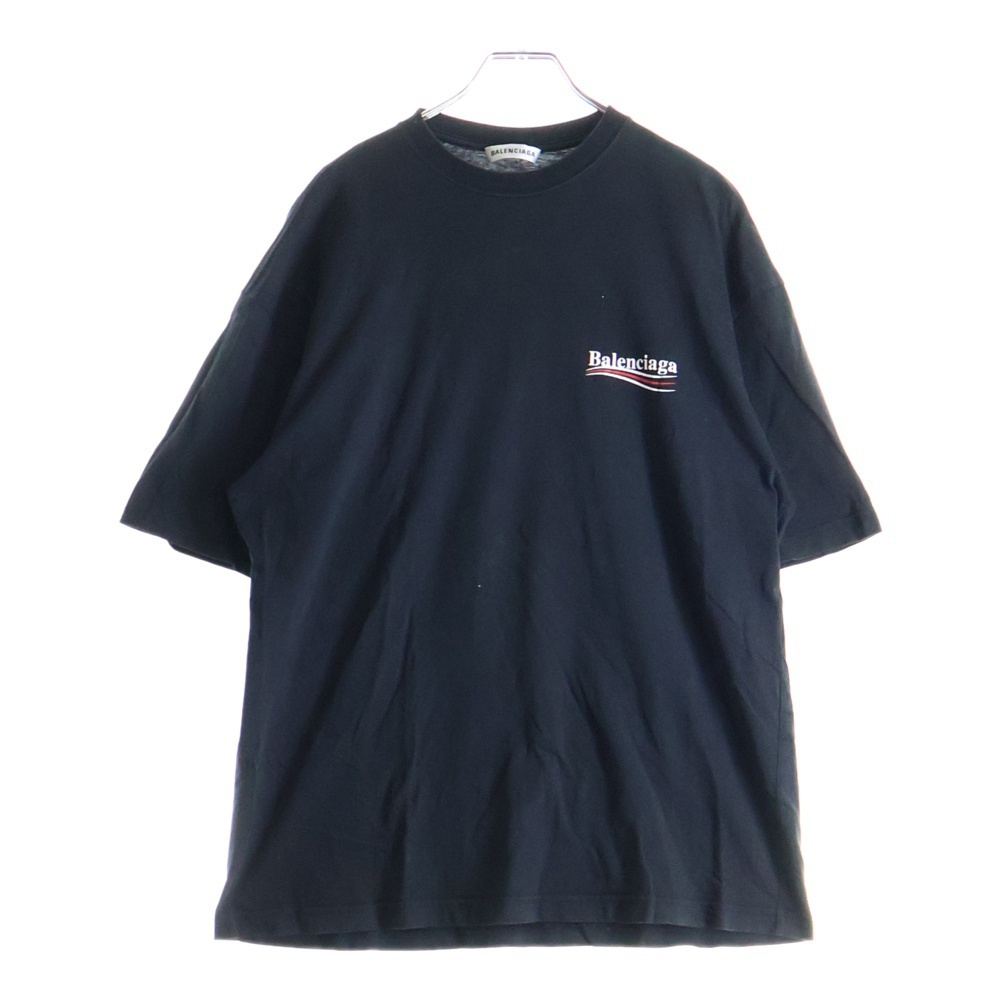 BALENCIAGA バレンシアガ 17AW キャンペーンロゴ クルーネック 半袖Tシャツ カットソー ブラック 518213拍卖