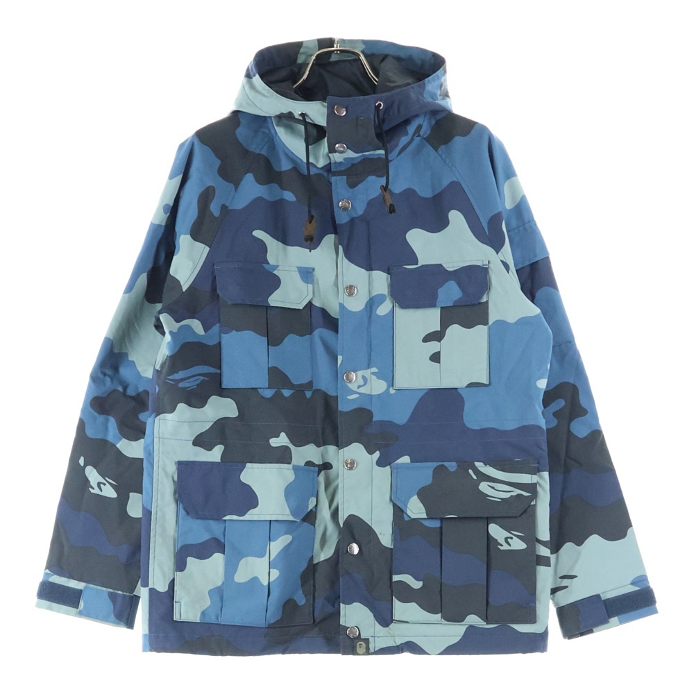 A BATHING APE アベイシングエイプ CAMO マウンテンパーカー ジャケット 迷彩 カモ柄 ナイロン 001HJ9601034 ブルー拍卖