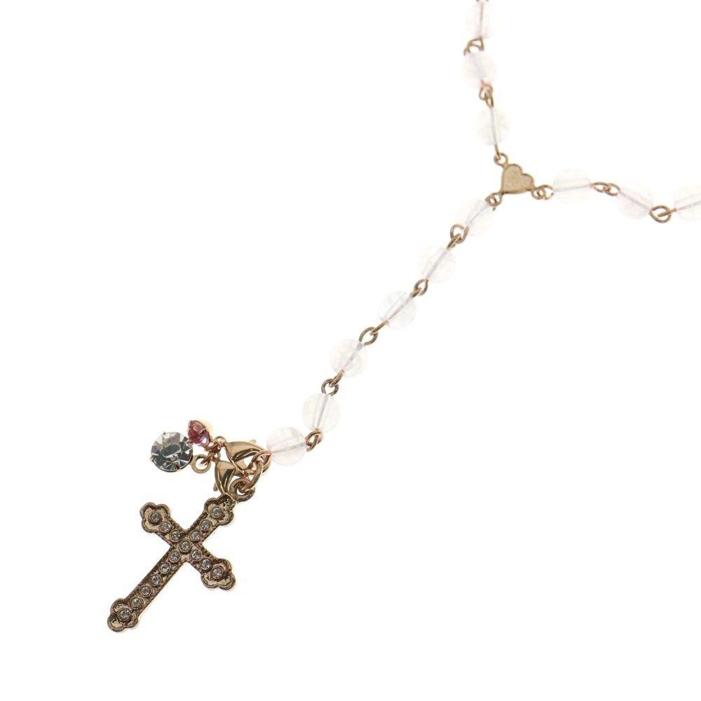 Samantha Tiara サマンサティアラ ラインストーン付クロス/ハートモチーフペンダントネックレス ゴールド拍卖