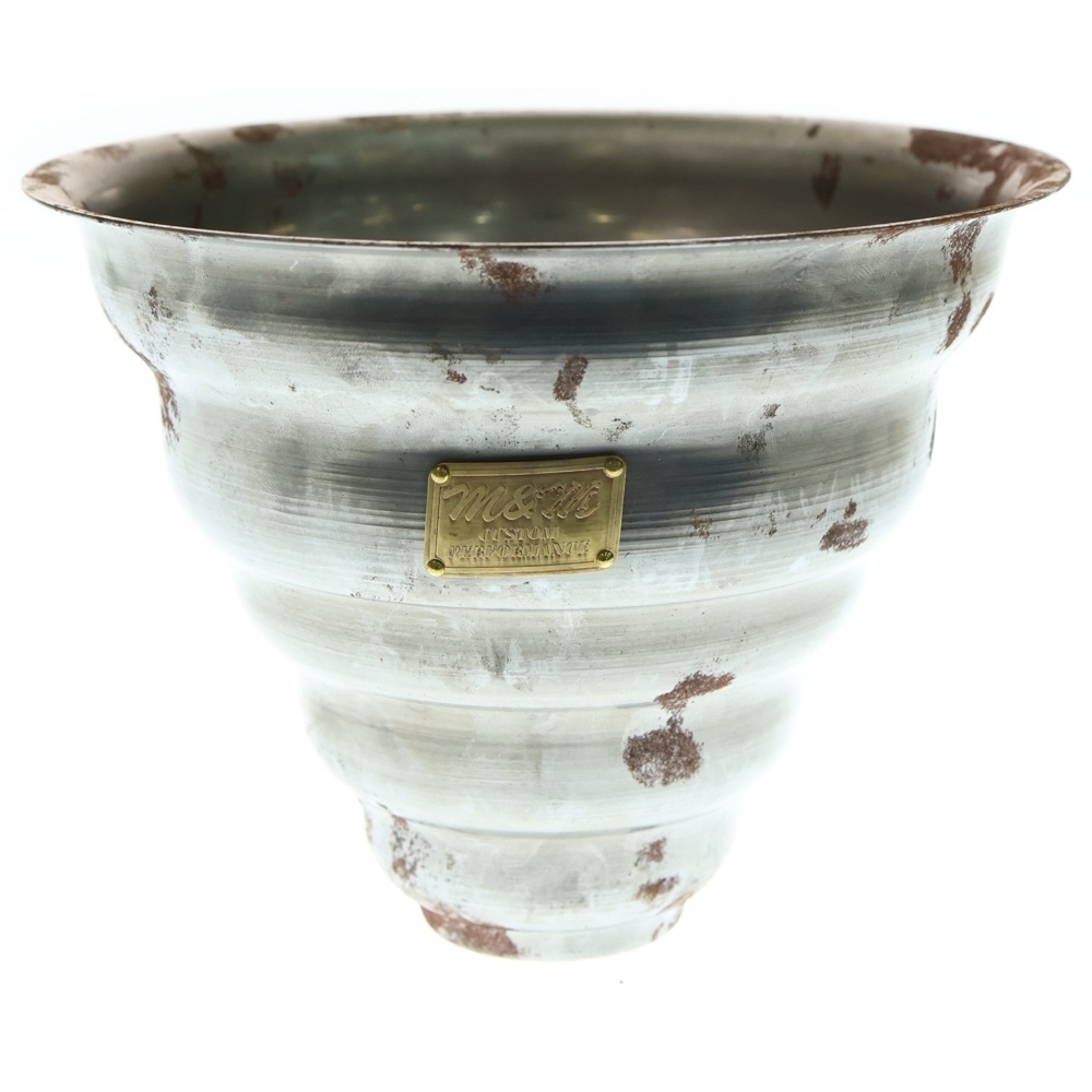 m&m エムアンドエム ×MASSES POT TYPE 6 - Bibendum STEEL / MEDIUM マシス ビバンダム 鉄鉢 ポット シルバー拍卖