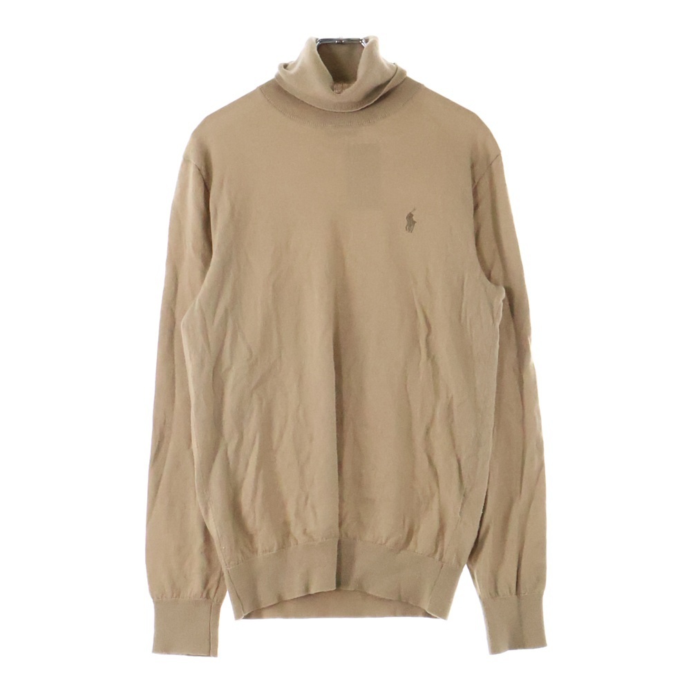 POLO RALPH LAUREN ポロラルフローレン メリノウール フロント刺繍ロゴ タートルネックセーター ニット ブラウン拍卖
