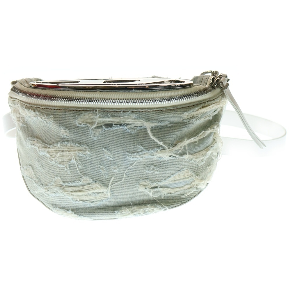 DIESEL ディーゼル 1DR-CROSSBODY Dロゴデザインプレート ダメージ加工 デニムショルダーバッグ ブルー X08708拍卖