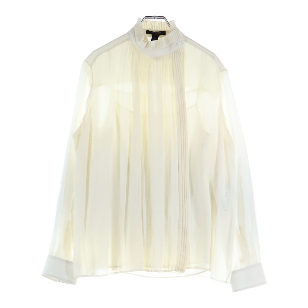 LOUIS VUITTON ルイヴィトン プリーツフロント シアーシルクブラウス 長袖シャツ RW231W U32 FOBL22 ホワイト拍卖