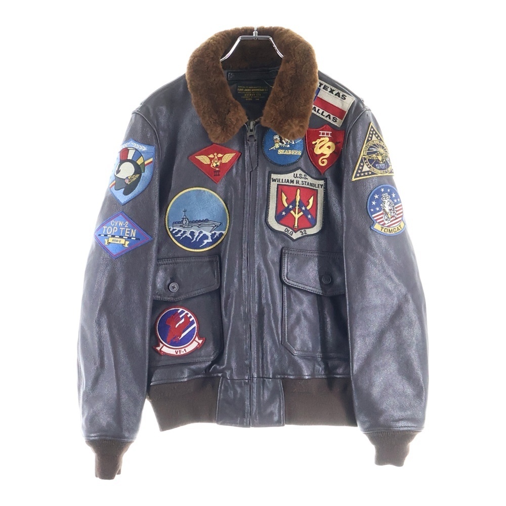 AVIREX アヴィレックス G-1 TOP GUN GOAT ジーワン トップ ガン ゴートレザー シングルライダースムートンジャケット ブラウン 6101063拍卖