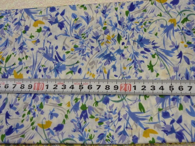 100*40★ブルー系・花柄の・ハギレ・生地・布★0544-70拍卖