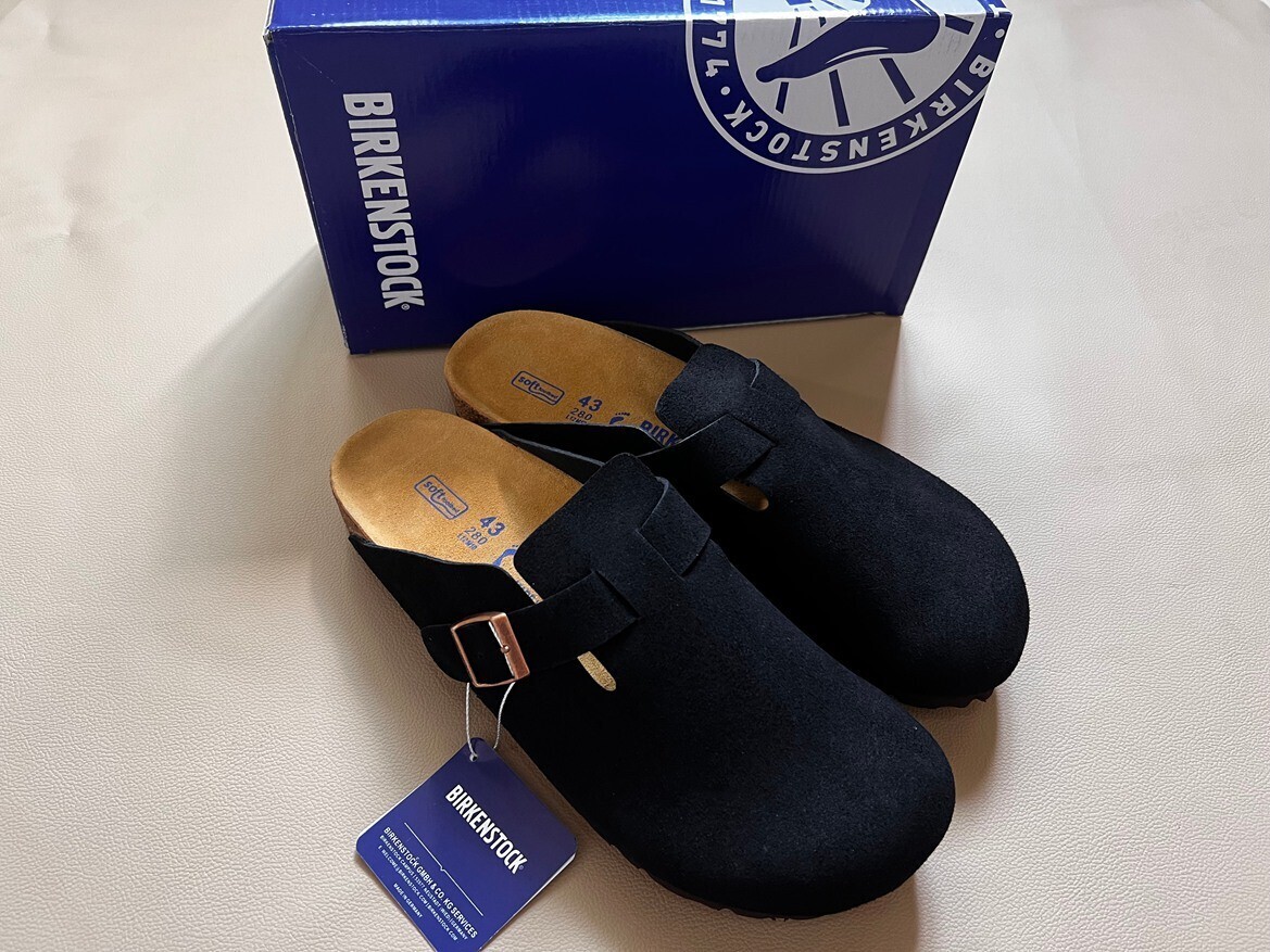 BIRKENSTOCK/ビルケンシュトック BOSTON/ボストン サンダル 42(27cm) スウェード クロッグスリッパ ブラック ☆B5番拍卖