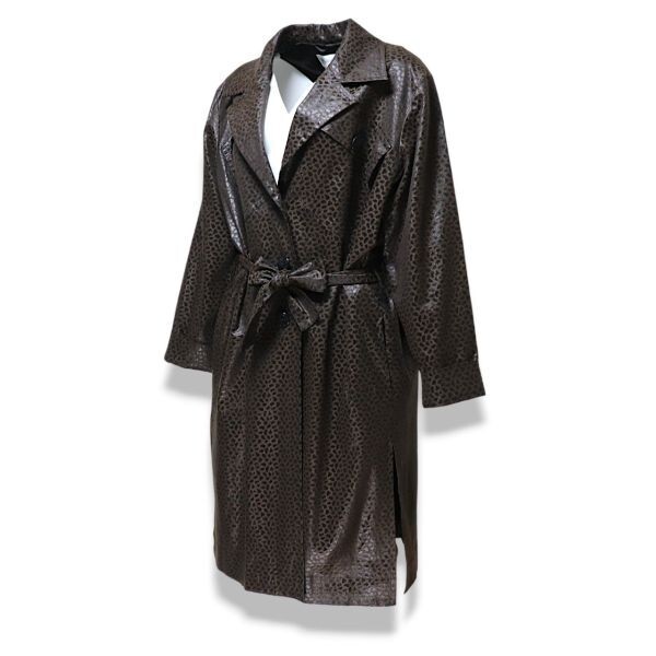 良品 ◆超レア◆ 正規品 Vintage Yves Saint Laurent イヴ・サンローラン アニマル柄 ベルト付き コート 38 ブラウン フランス製拍卖