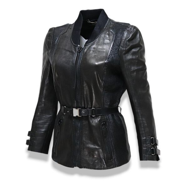 良品 ◆超レア◆ 正規品 GUCCI グッチ ベルト付き レザー ジャケット 38 ブラック イタリア製拍卖