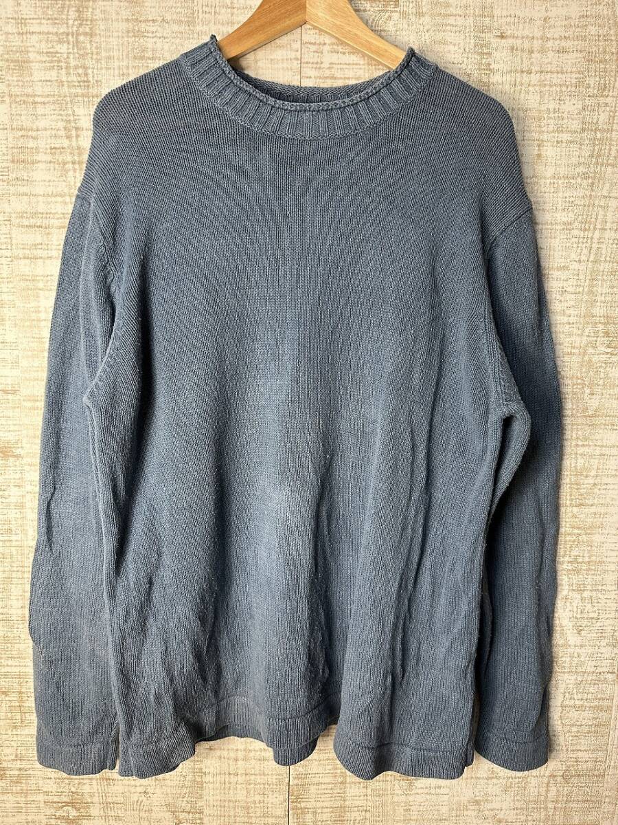 ☆ビッグサイズ US古着 L.L.Bean エルエルビーン 90s 90年代 コットンニット ミドルゲージ ブルー青水色【XL】 ◆5358◆拍卖