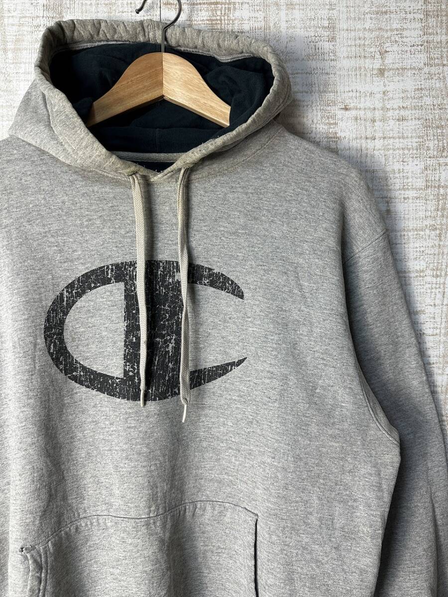 ☆US古着 Champion チャンピオン スウェット フード パーカ ロゴプリント デカプリント【M】裏起毛 ◆5365◆拍卖