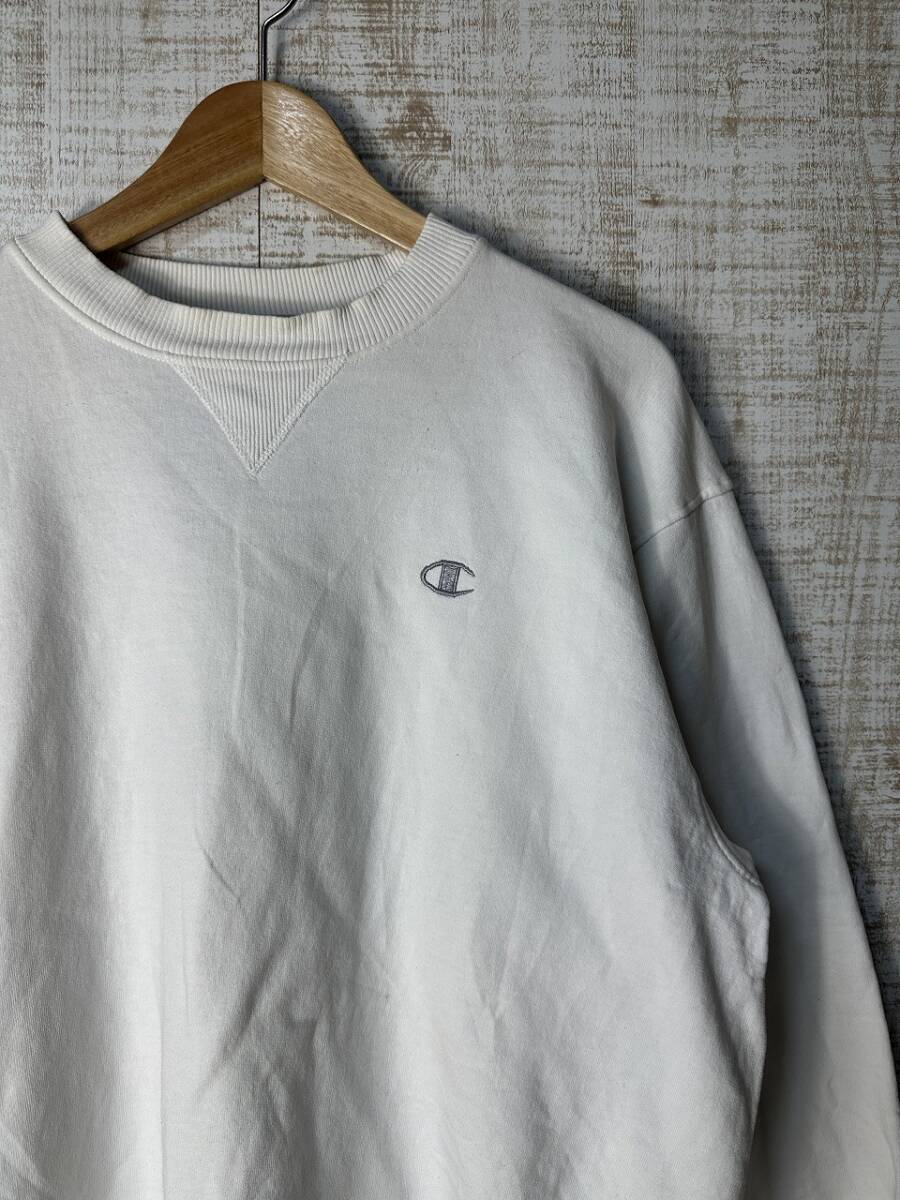 ☆US古着 Champion チャンピオン スウェット トレーナー ロゴ刺繍 裏起毛 白ホワイト【M】 ◆5369◆拍卖