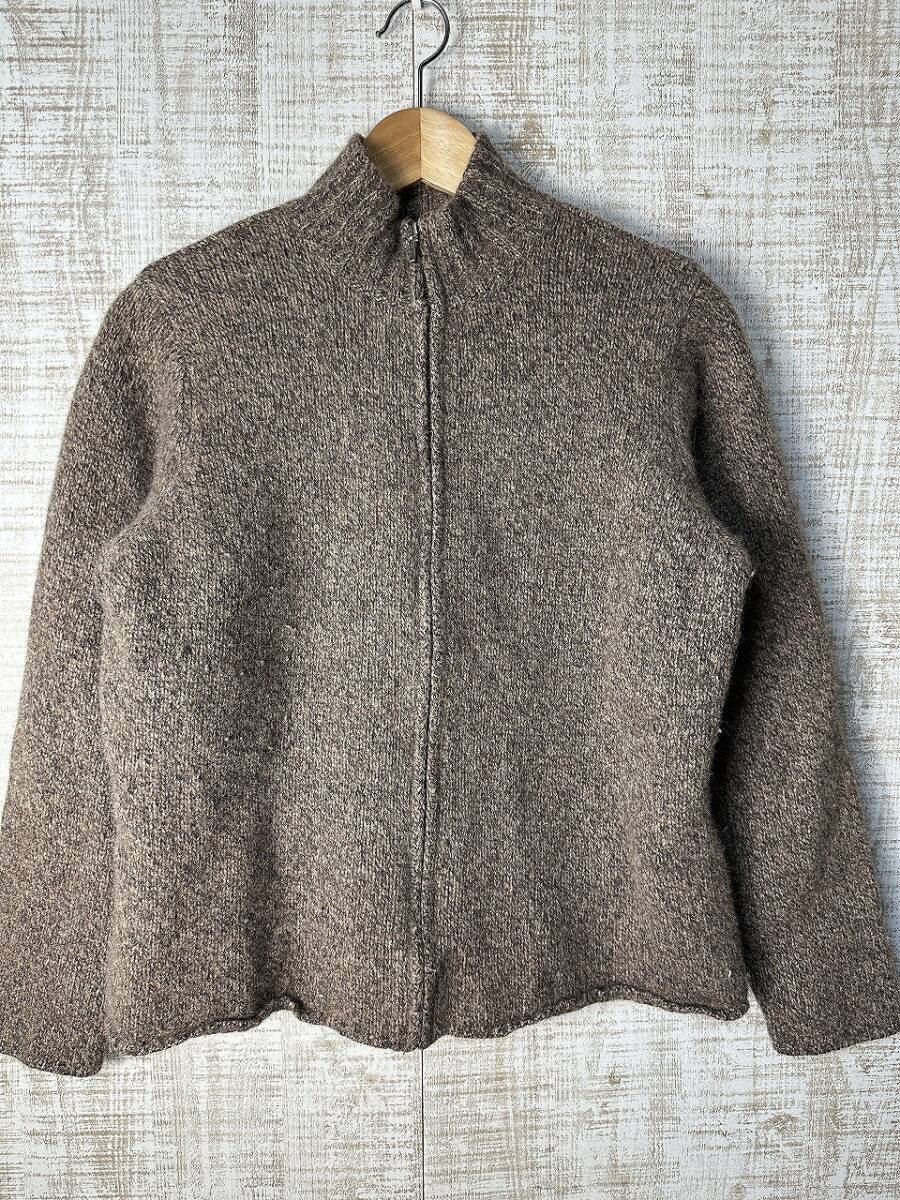☆US古着 L.L.Bean エルエルビーン ウール ニット セーター ハイネック ジップアップ カーディガン ベージュブラウン茶【M】 ◆5395◆拍卖
