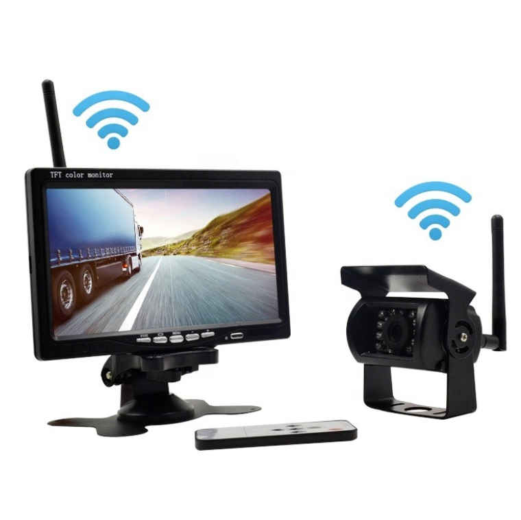 期間限定セール!7インチ液晶モニター 12/24V トラック・バス・重機対応 ワイヤレスバックカメラセット ガイドライン有 無線タイプ拍卖