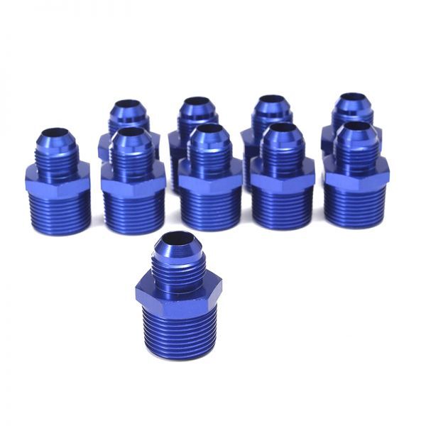 ホースサイズ 変換 アダプター AN8 オス - 3/4NPT オス ブルー アルマイト 汎用 フィッティング オイルクーラー 水温センサー :15 C1 Q拍卖