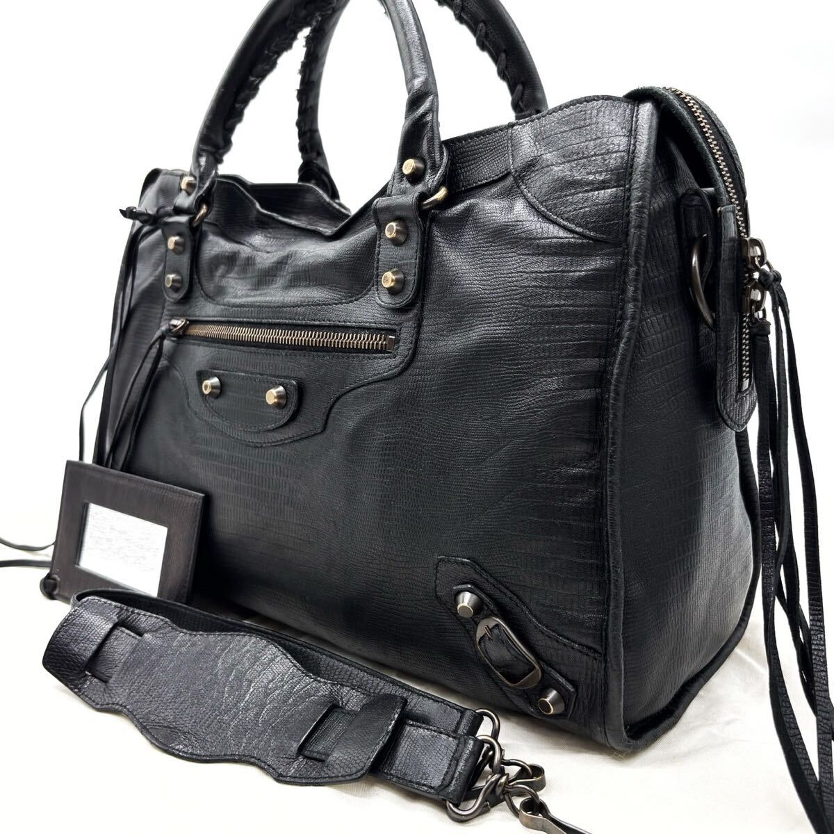 1円【激レア】BALENCIAGA バレンシアガ 2way シティ ショルダーバッグ トート ハンド y2k レザー ブラック メンズ レディース 肩掛け拍卖