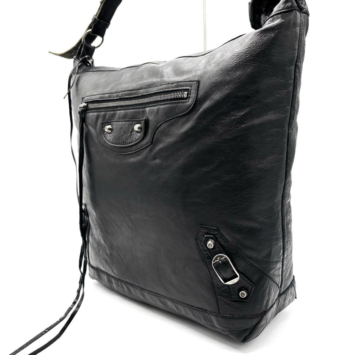 1円【極上】BALENCIAGA バレンシアガ ショルダーバッグ トート シティ y2k メンズ 斜め掛け ブラック レザー 黒色 ヴィンテージ 大容量拍卖