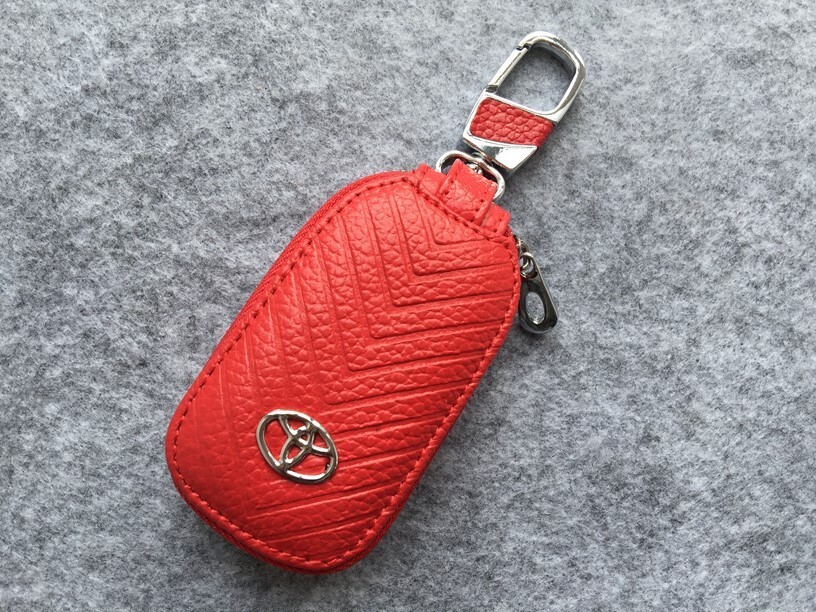 トヨタ キーケース スマートキーケース 自動車 カラビナ付き キーホルダー 収納 キーカバー キーリング キーチェーン レッド拍卖