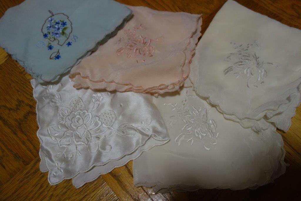 スワトウ 手刺繍 シルクのハンカチ 花柄 刺繍 SWATOW 5枚セット拍卖