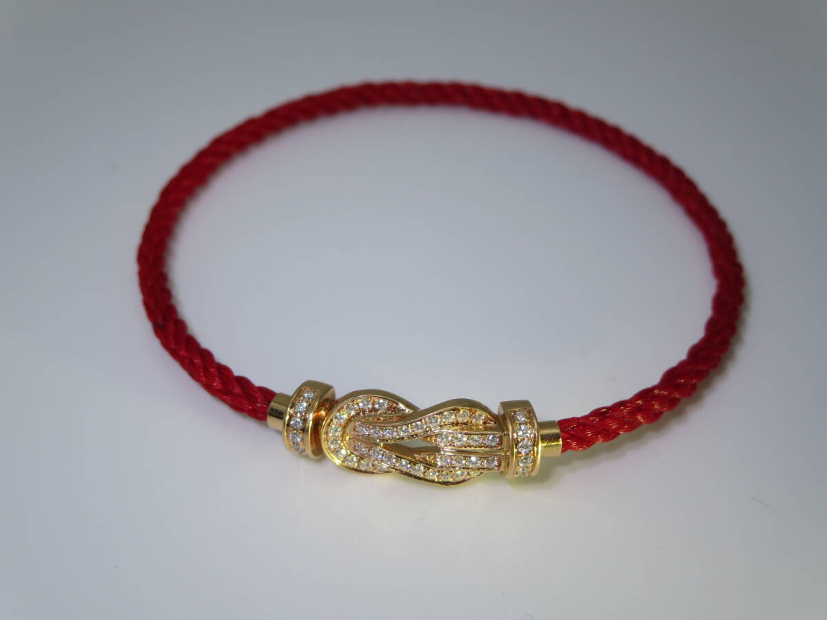 ☆ FRED フレッド シャンスアンフィニ ミディアム 750(K18PG)Xダイヤ♯18 約18.0㎝位 約3.2g位(*貴金属部分のみ) 中古 ブレス ☆259K 拍卖