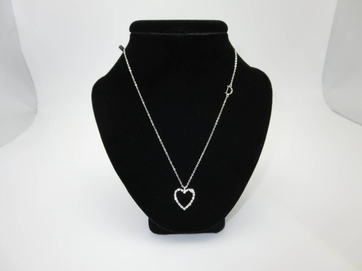 ☆ ダミアーニ ハート型 750(K18WG)Xダイヤ 約41.5㎝位 約2.7g位 中古 ネックレス ☆259K拍卖