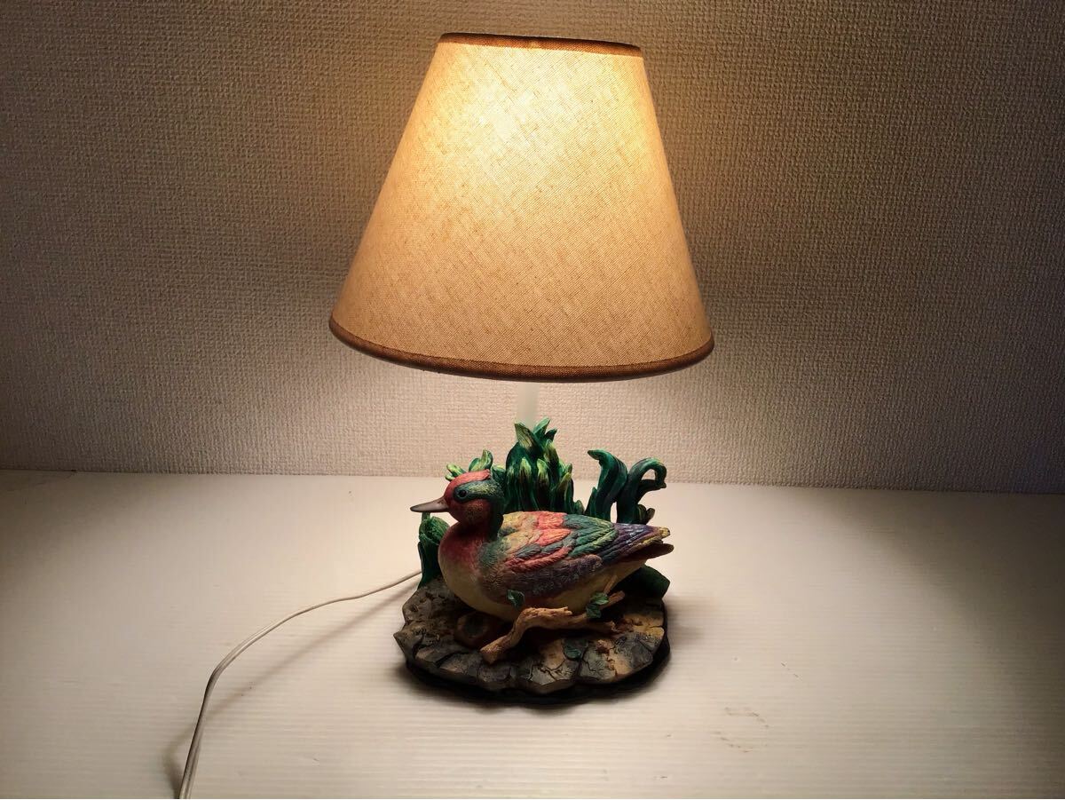 テーブルランプ 小鴨 水草 鮮やかな鳥 照明器具 インテリア 高約34cm 樹脂製? 卓上ライト拍卖