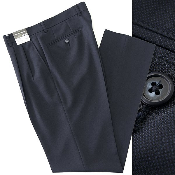 新品 RIOLE GARCITA ウールライク メランジ ドビー スラックス 82(L) 紺 【P23692】 メンズ ウォッシャブル リオレ ガルシータ パンツ拍卖