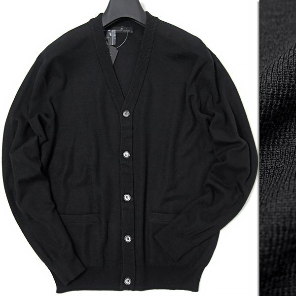新品 クリスチャンジョルジュ 秋冬 ウール ニット カーディガン LL 黒 【SSA12-23400_11_LL】 メンズ セーター ウォッシャブル Vネック拍卖