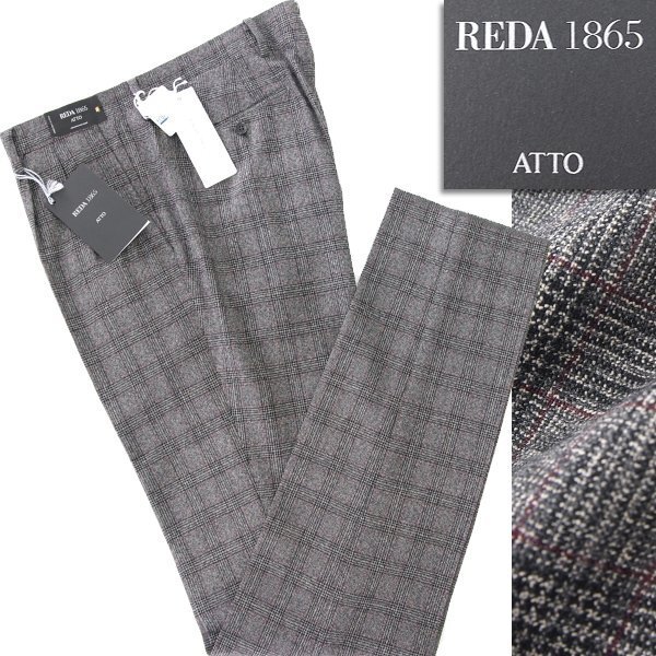 新品 スーツカンパニー 伊 REDA ATTO サキソニー ウール スラックス 3L 灰 【P26378】 blazer's bank.com パンツ 秋冬 メンズ チェック拍卖