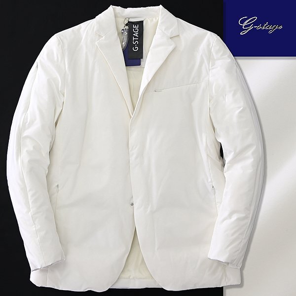 新品 2.6万 ジーステージ 撥水 テーラード 700FP ダウン ジャケット 48(L) 白 【4-20201_1_48】 SOLOTEX 秋冬 G-stage ストレッチ メンズ拍卖