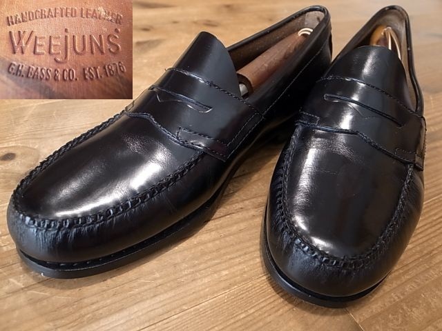 美品 G.H.BASS&CO. WEEJUNS バス 革靴 黒 ペニー ローファー スリッポン レザーシューズ USA仕入 サイズ 9D 約 27㎝ 拍卖