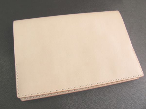 (a17)牛ヌメ革 A5サイズ ブックカバー/ノートカバー 生成り H224mm×W328 mm 手縫いハンドメイド拍卖